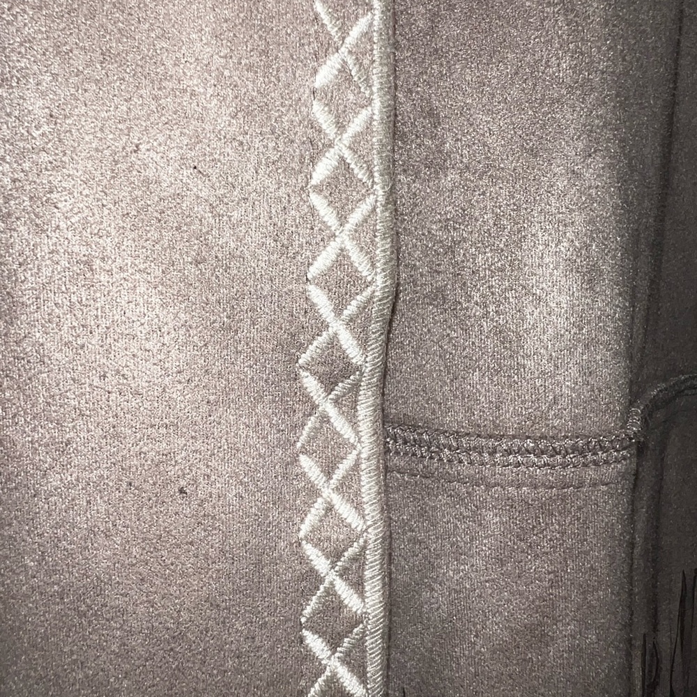 ✨SOLITAIRE BY RAVI KHOSLA ANTHROPOLOGIETAN FAUX SUEDE FRINGE VEST BOHO L… - Picture 10 of 11